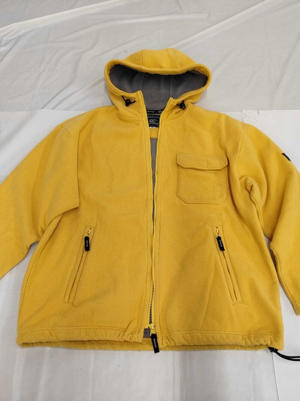 vintage Burberry fleece hooded jacket yellow,Large